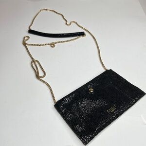SORIAL New York Black Glossed Pebbled Leather Mini Crossbody Bag